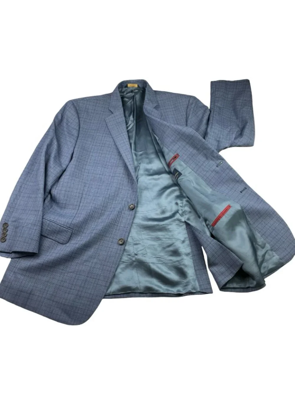 Brooks Brothers Men's Fitzgerald 100% Wool Blazer Blue Houndstooth Plaid • 46R